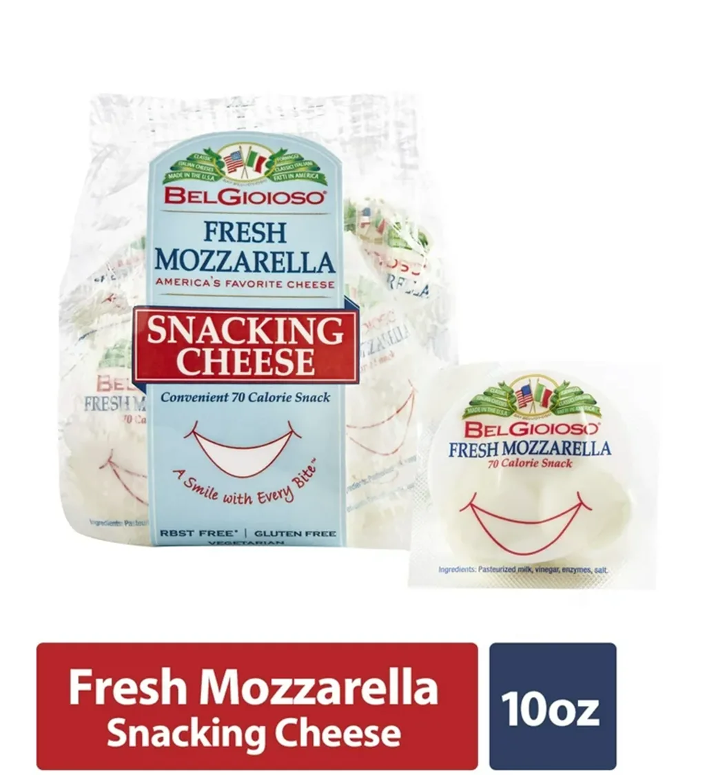 BelGioioso Fresh Mozzarella Snacking Cheese, plastic sealed Specialty Cheese Snack Packs, 10 oz