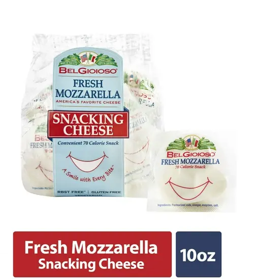 BelGioioso Fresh Mozzarella Snacking Cheese, plastic sealed Specialty Cheese Snack Packs, 10 oz