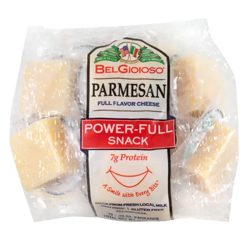 BelGioioso Parmesan Snacking Cheese Pieces, Refrigerated Plastic Sealed Specialty Cheese Snack Packs, 9 oz