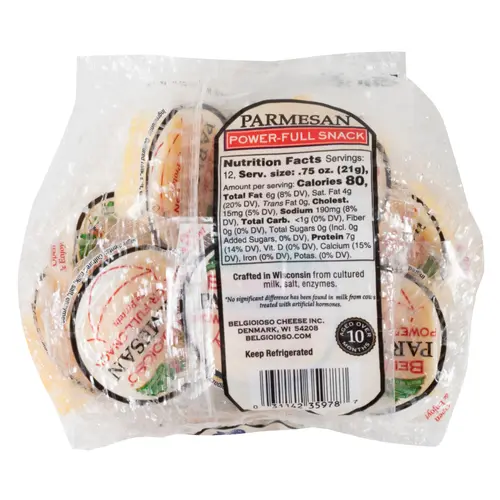 BelGioioso Parmesan Snacking Cheese Pieces, Refrigerated Plastic Sealed Specialty Cheese Snack Packs, 9 oz thumbnail 4
