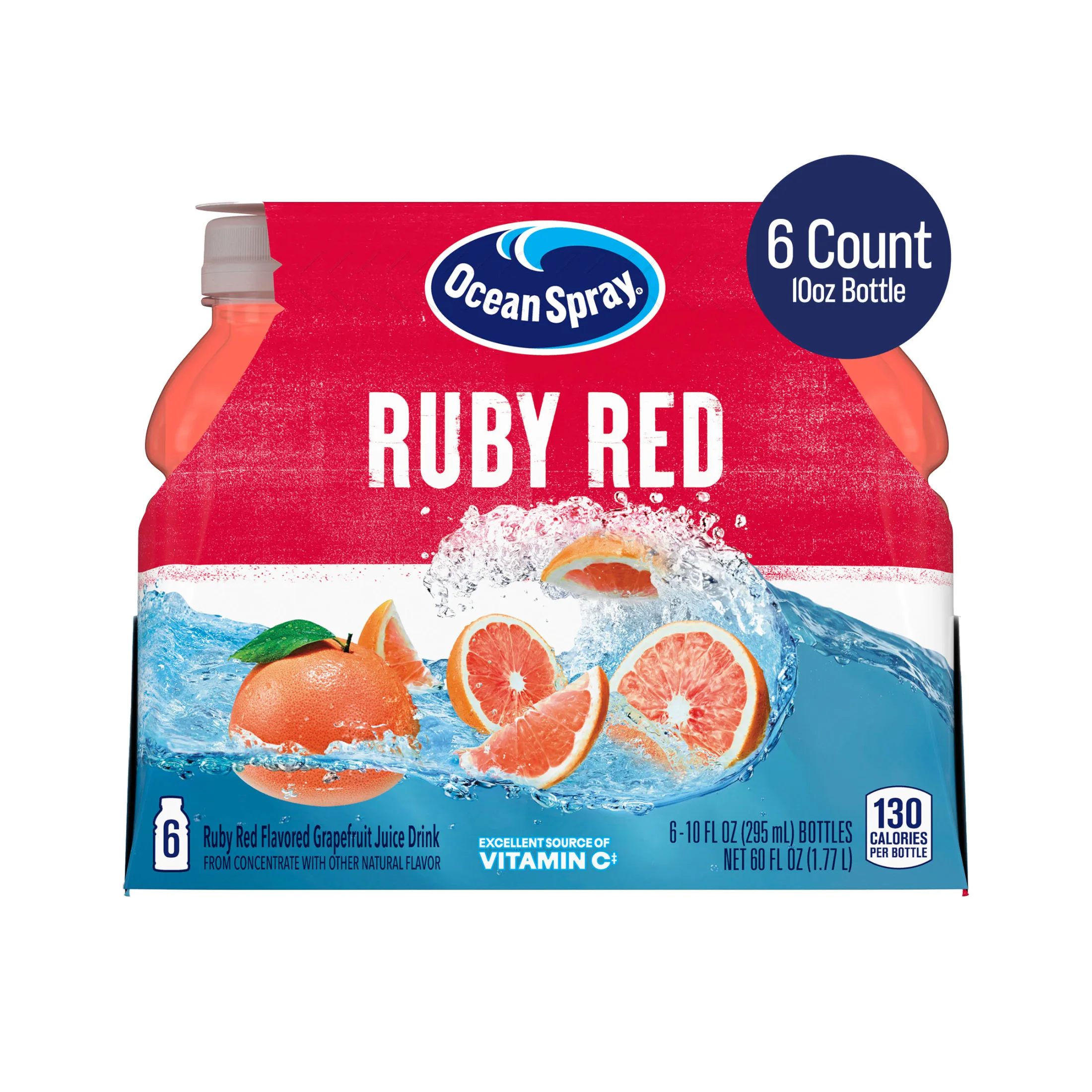 Ocean SprayÂ® Ruby Red Grapefruit Juice Drinks, 10 fl oz Bottles, 6 Count