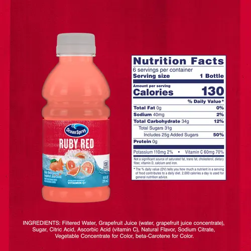 Ocean SprayÂ® Ruby Red Grapefruit Juice Drinks, 10 fl oz Bottles, 6 Count thumbnail 3