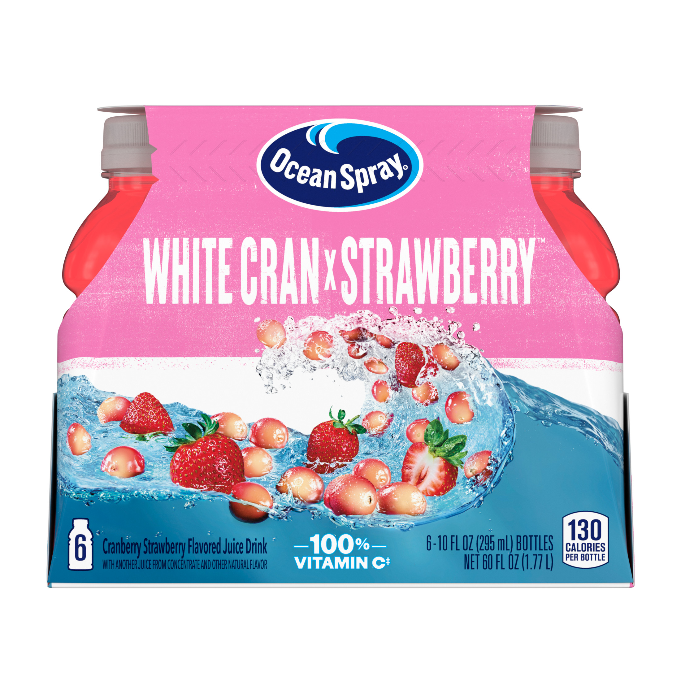 Ocean SprayÂ® White Cran-Strawberry Juice Drinks, 10 fl oz Bottles, 6 Count thumbnail 2