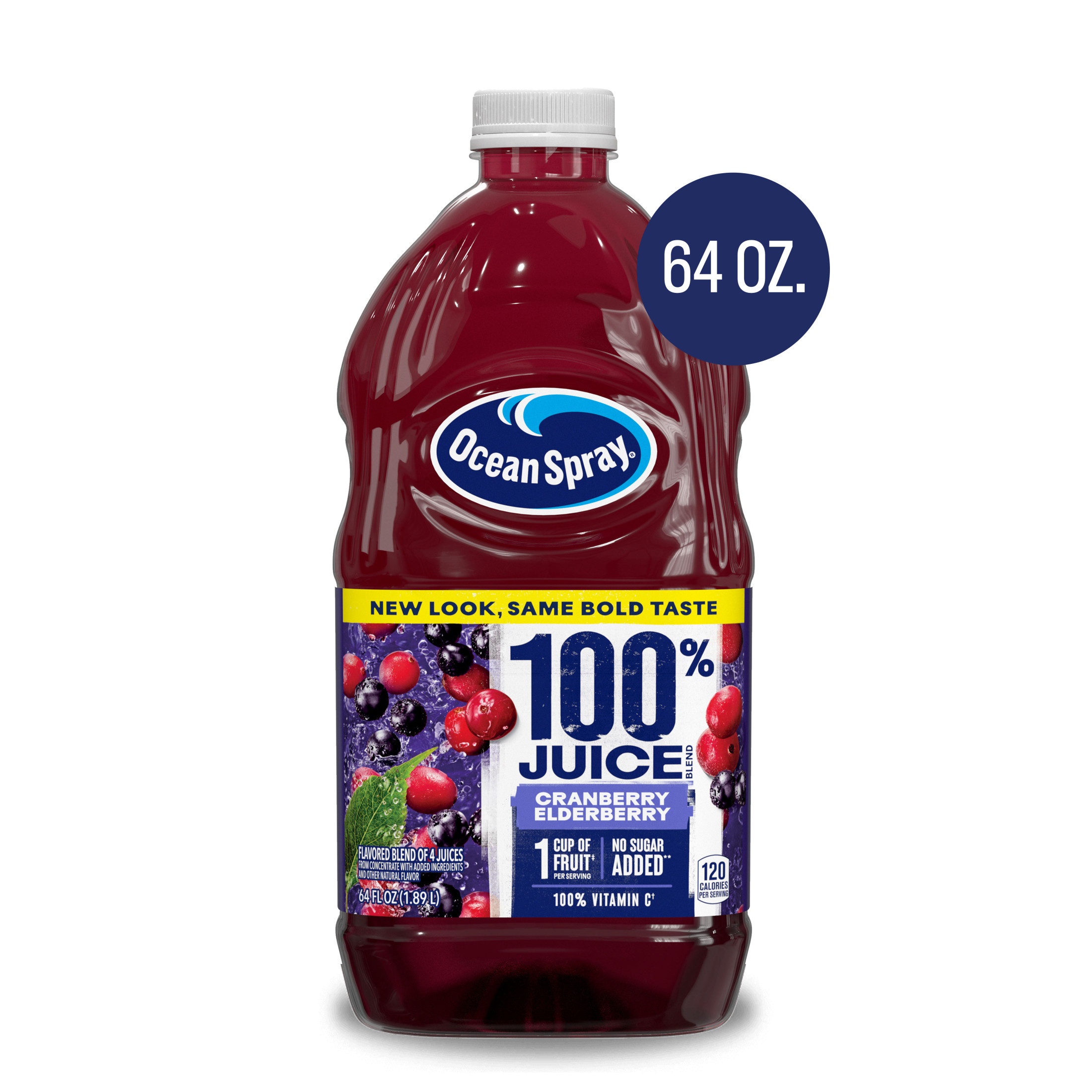 Ocean SprayÂ® 100% Juice Cranberry Elderberry Juice Blend, 64 fl oz Bottle