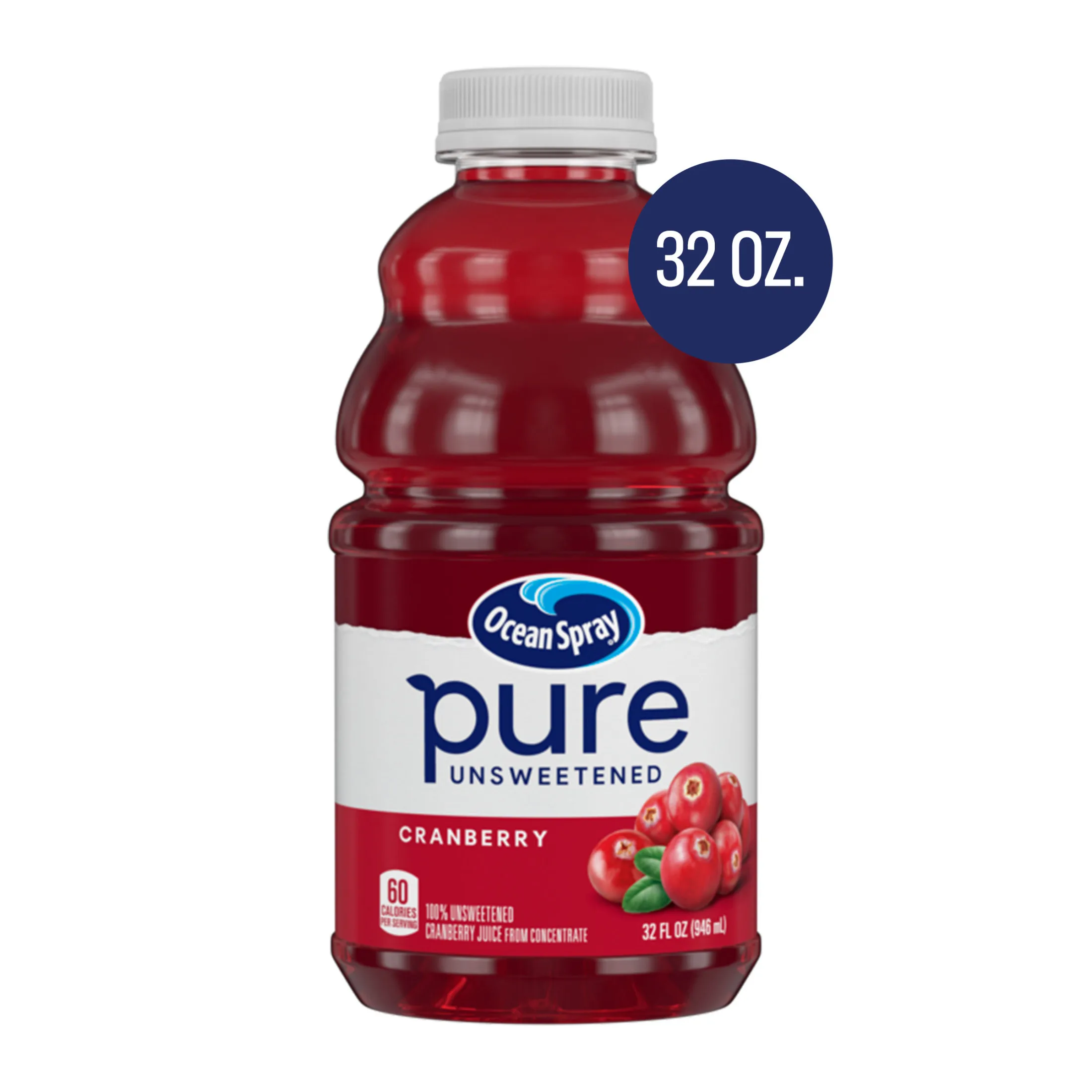 Ocean SprayÂ® Pure Unsweetened Cranberry, 100% Cranberry Juice, 32 fl oz Bottle