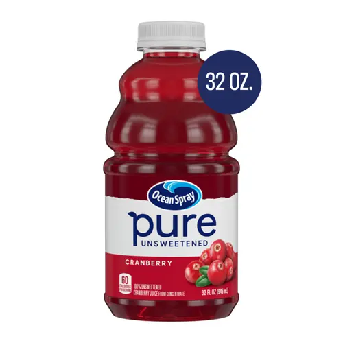 Ocean SprayÂ® Pure Unsweetened Cranberry, 100% Cranberry Juice, 32 fl oz Bottle