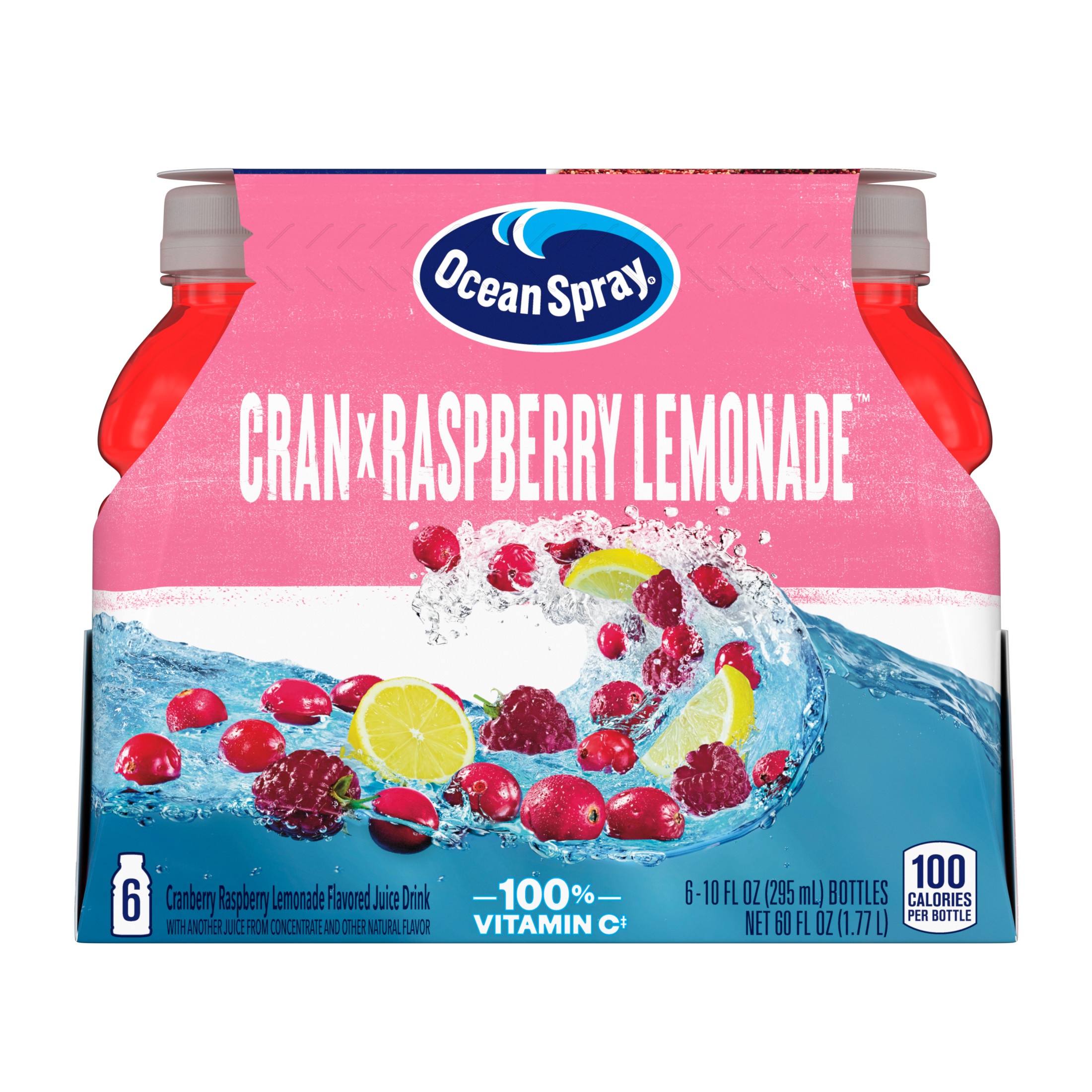 Ocean SprayÂ® Cran-Raspberry Lemonadeâ„¢ Cranberry Raspberry Lemonade Juice Drinks, 10 fl oz Bottles, 6 Count thumbnail 2