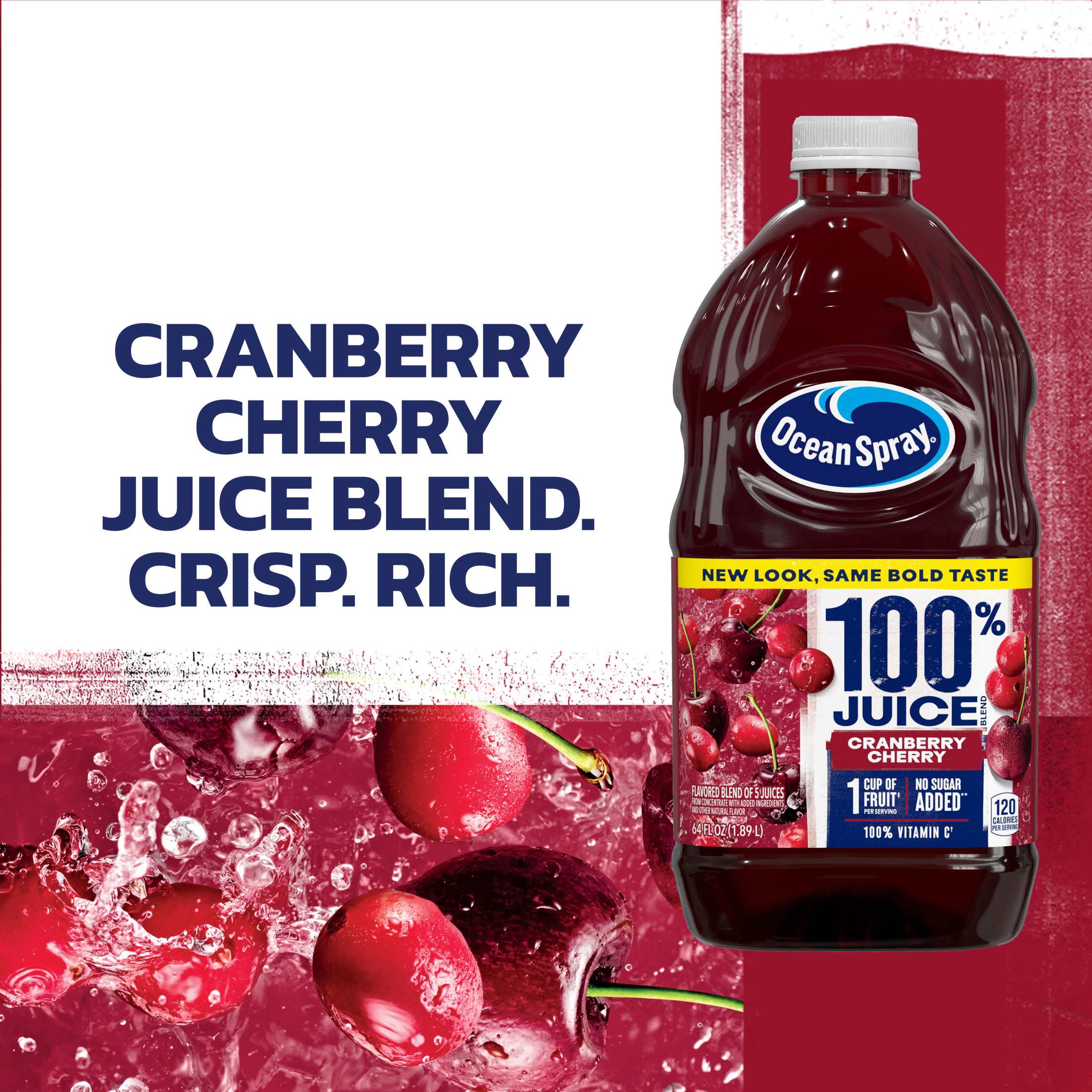 Ocean SprayÂ® 100% Juice Cranberry Cherry Juice Blend, 64 fl oz Bottle thumbnail 4