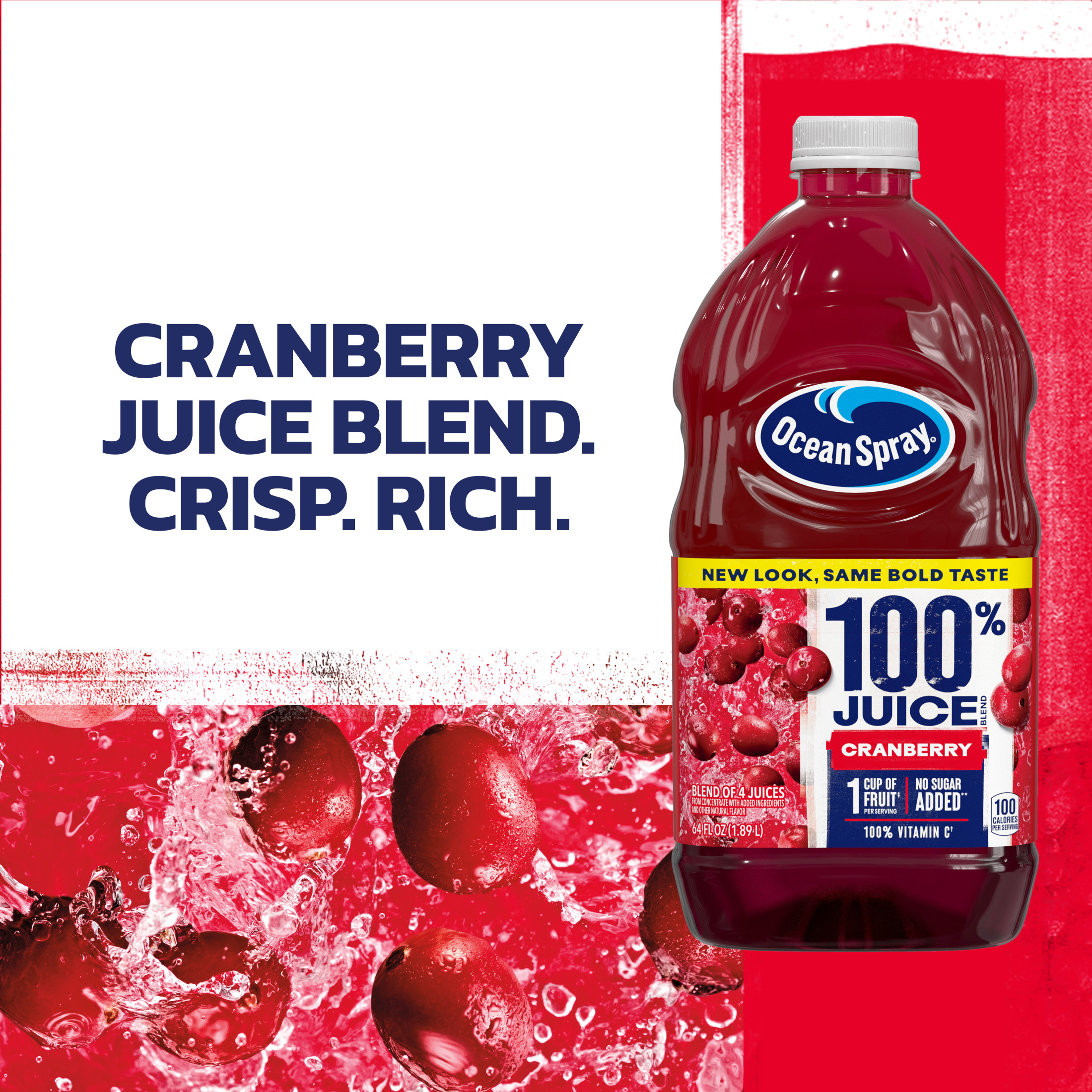 Ocean SprayÂ® 100% Juice Cranberry Juice Blend, 64 fl oz Bottle thumbnail 4