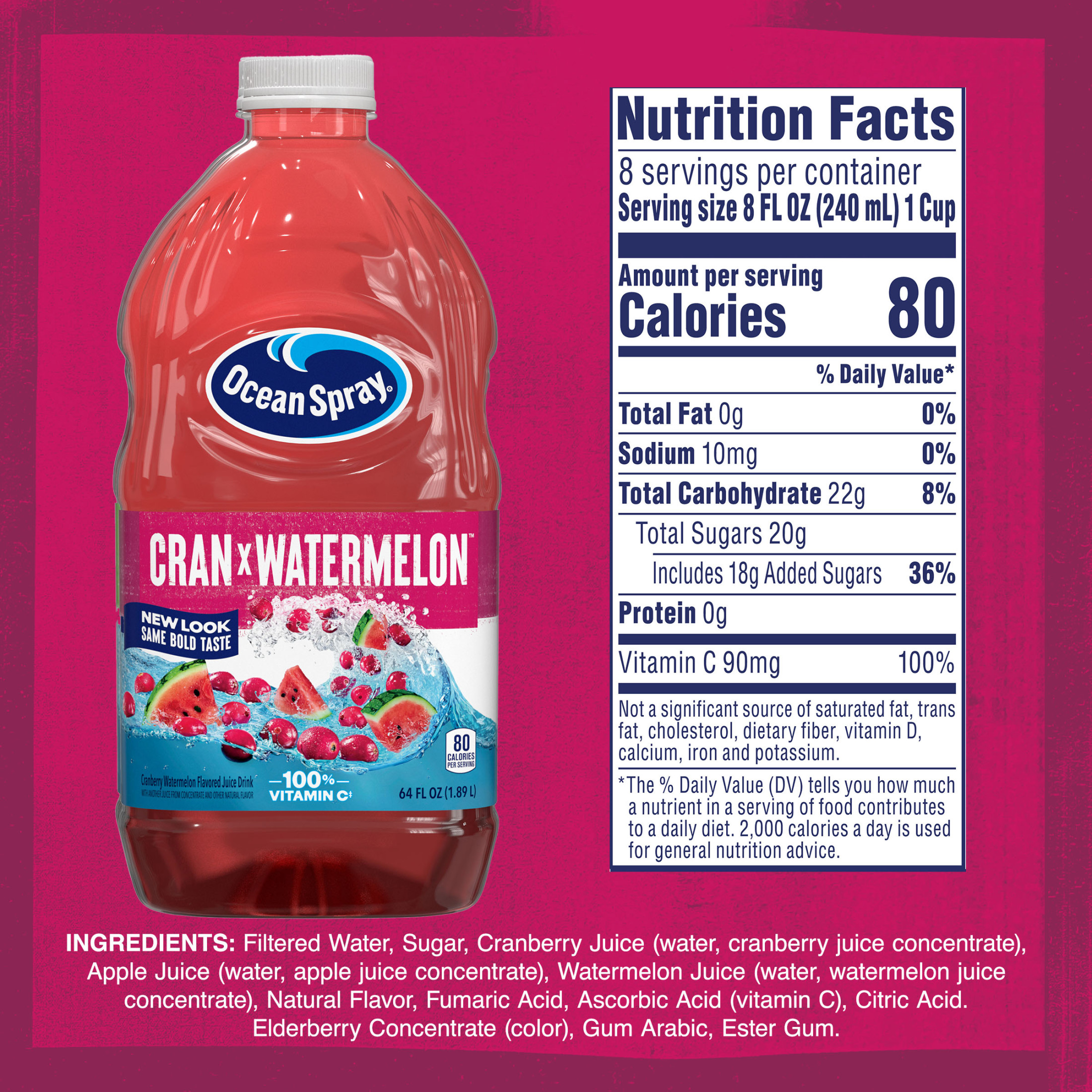 Ocean SprayÂ® Cran-Watermelonâ„¢ Cranberry Watermelon Juice Drink, 64 fl oz Bottle thumbnail 4