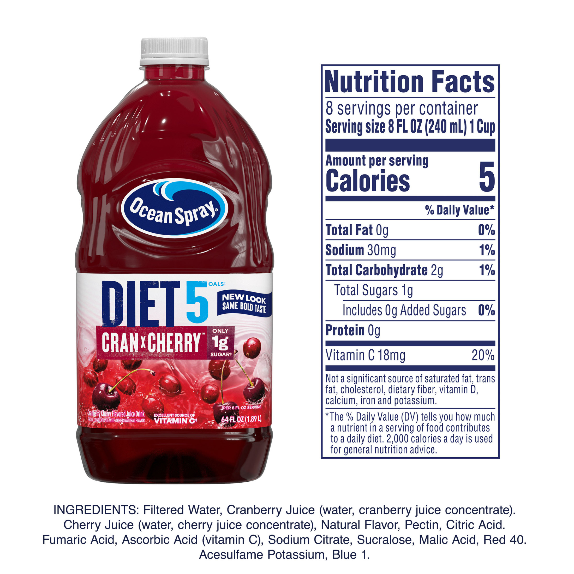 Ocean SprayÂ® Diet Cran-CherryÂ® Cranberry Cherry Juice Drink, 64 fl oz Bottle thumbnail 3