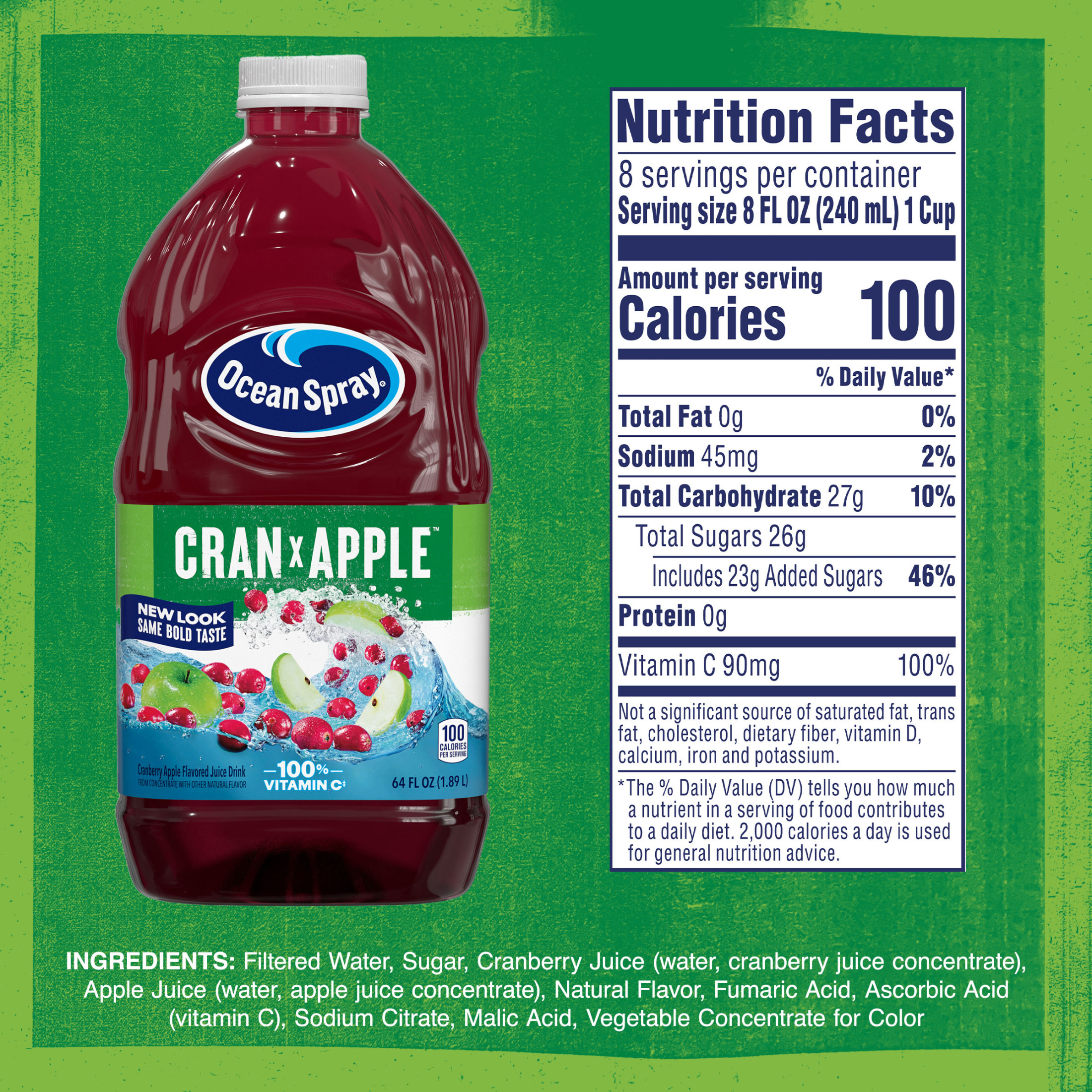 Ocean SprayÂ® Cran-Appleâ„¢ Cranberry Apple Juice Drink, 64 fl oz Bottle thumbnail 3
