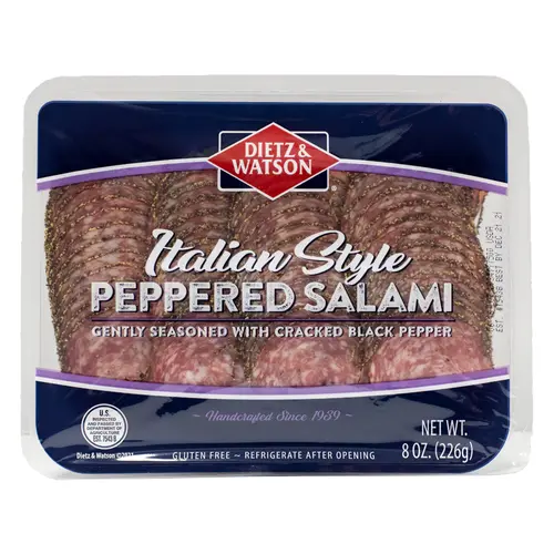Dietz & Watson Italian Style Peppered Salami, Pre-Sliced, 8 oz Plastic Resealable Package thumbnail 2