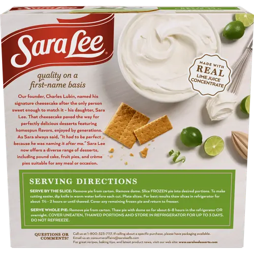 Sara Lee Ley Lime Creme Pie, 23 oz, Frozen thumbnail 2
