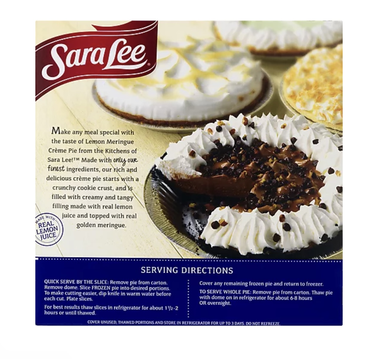Sara Lee Lemon Meringue Creme Pie, 23 oz, Frozen thumbnail 4
