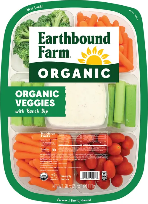 Fresh Cut Organic Vegetable Tray with Ranch Dip, 40 oz thumbnail 3