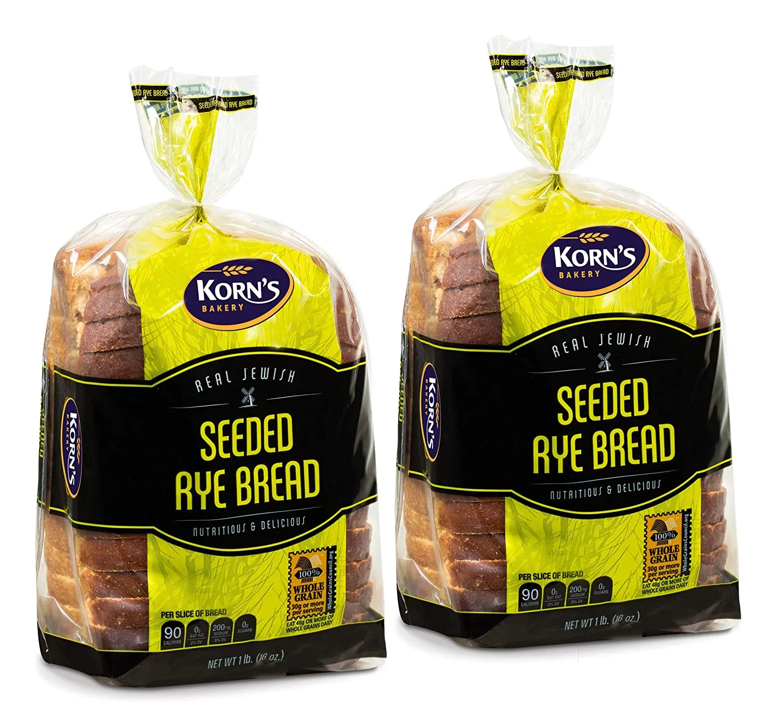 Rye Bread with Seeds -2 Pack-16 oz Per Loaf | Delicious Sandwich Bread | Kosher Bread | Fresh Bread | Dairy & Nut Free | 2-3
