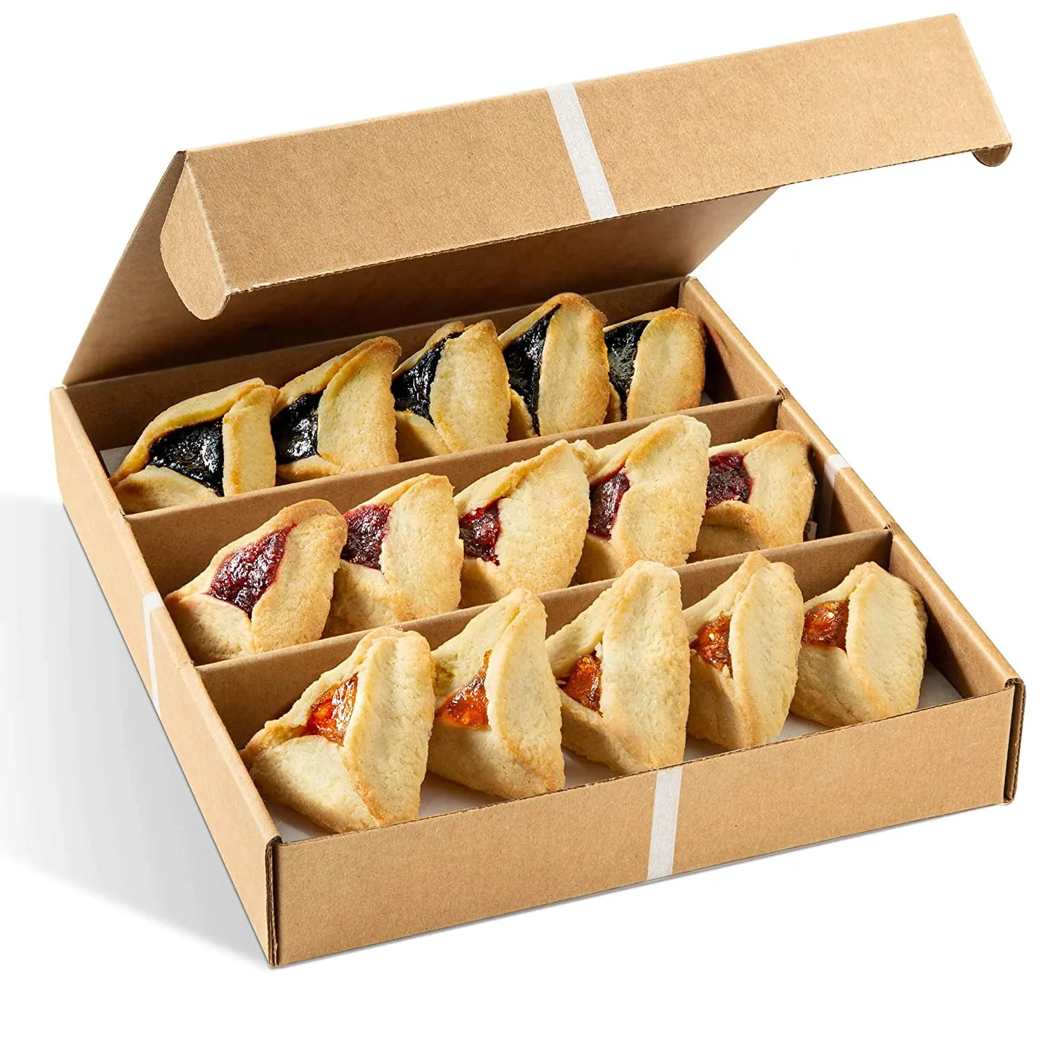 Hamentashen Cookies | Purim Cookies | Shortbread Cookies Gift Basket | 12 Individually Wrapped Hamentaschen 3 Flavors Raspberry,