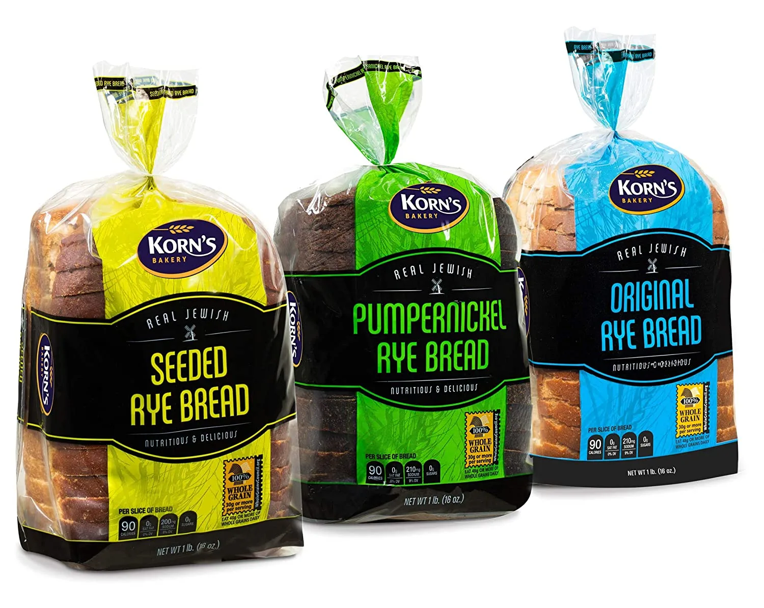 Rye Bread | 3 Flavor Variety Bundle | (1) Seeded Rye Bread, (1) Real Jewish Rye Bread ( Seedless) & (1) Pumpernickel Bread |