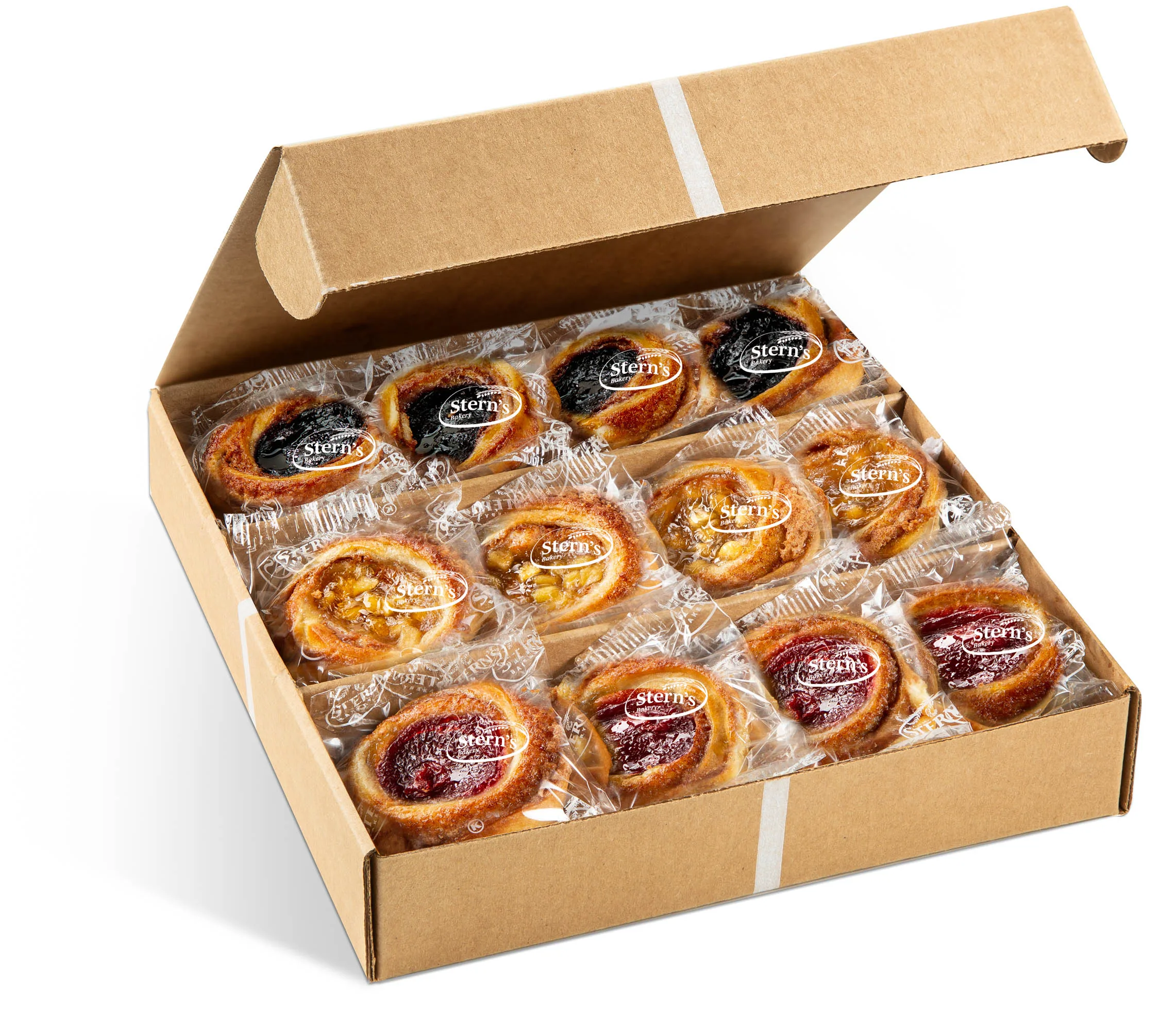 Fruit Danishes | Mini Cinnamon Buns Topped with Apple, Cherry or Blueberry [12 Count] | Delectable Bakery Dessert | Great for Pa