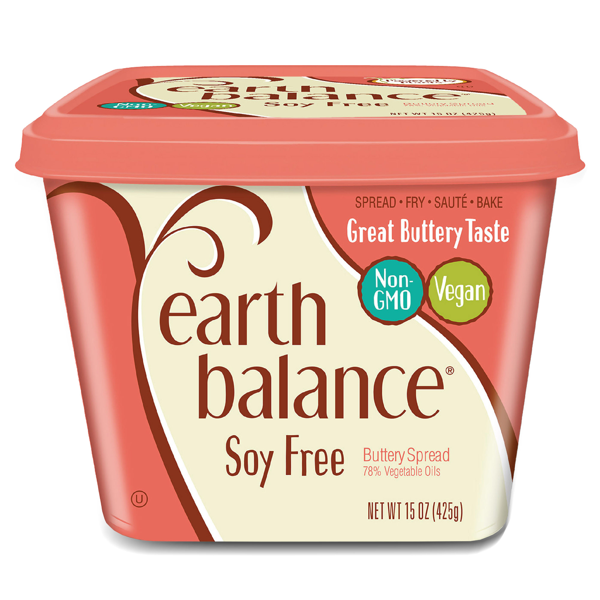 Earth Balance Butter Spread, 15 oz, Slow Churned, Soy Free, Regular Size Plastic Tub