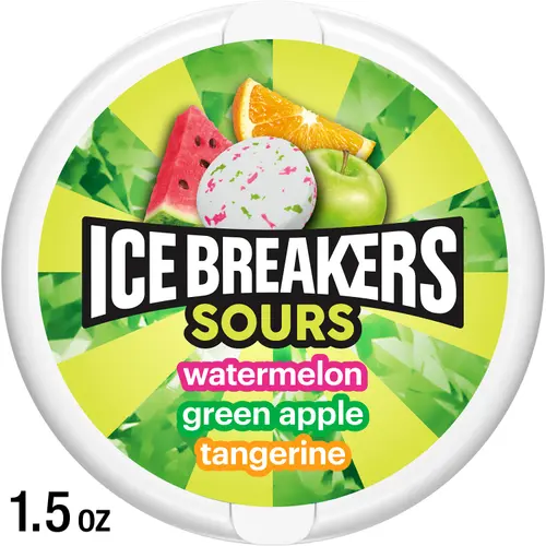 Ice Breakers Sours Assorted Fruit Flavored Sugar Free Mints, Tin 1.5 oz