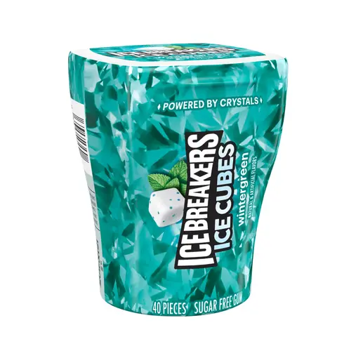 Ice Breakers Ice Cubes Wintergreen Sugar Free Chewing Gum, Bottle 3.24 oz, 40 Pieces thumbnail 2