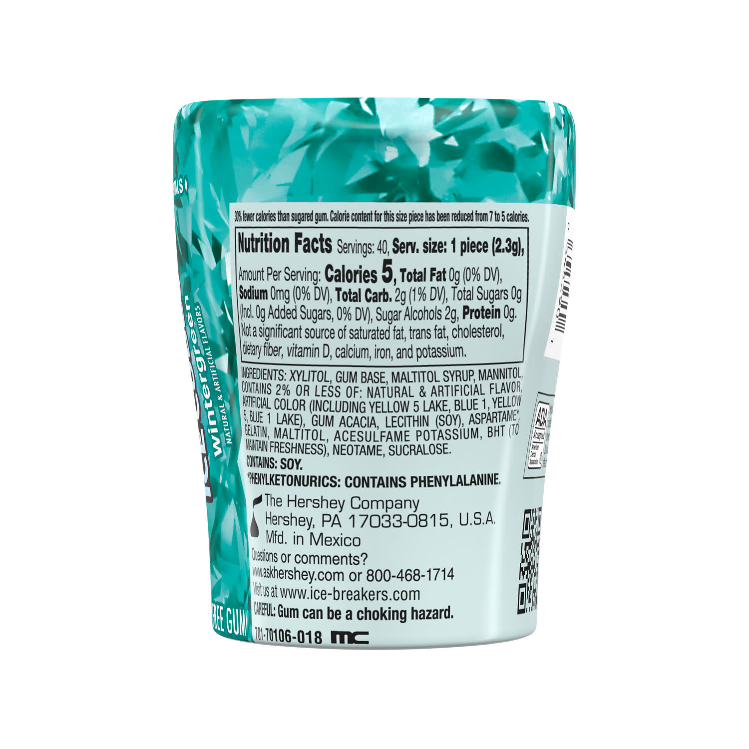 Ice Breakers Ice Cubes Wintergreen Sugar Free Chewing Gum, Bottle 3.24 oz, 40 Pieces thumbnail 3