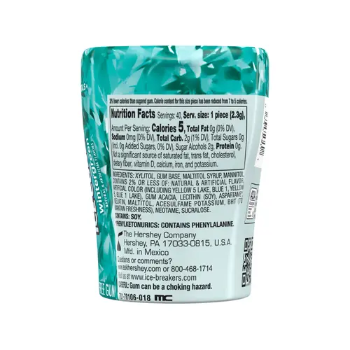 Ice Breakers Ice Cubes Wintergreen Sugar Free Chewing Gum, Bottle 3.24 oz, 40 Pieces thumbnail 3