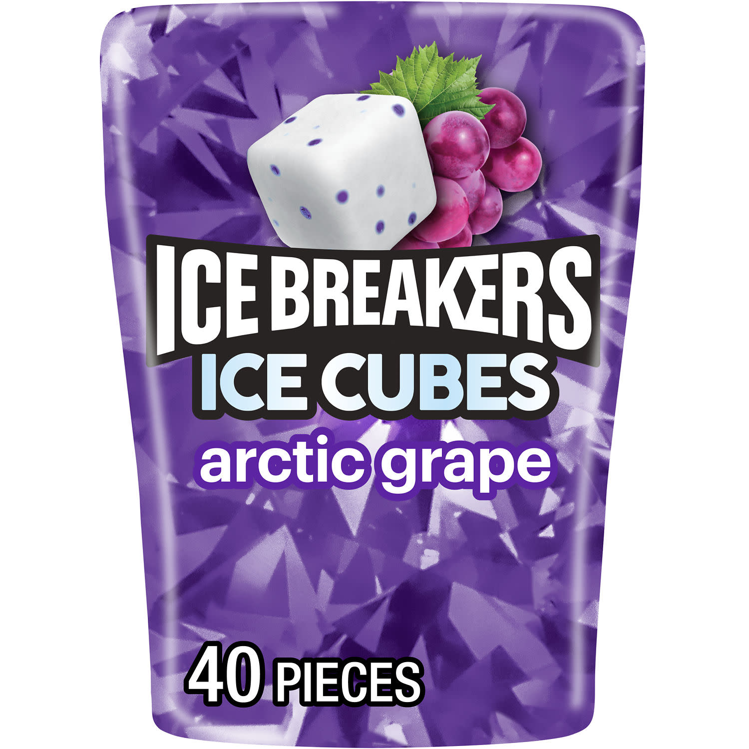 Ice Breakers Ice Cubes Arctic Grape Sugar Free Chewing Gum, Bottle 3.24 oz, 40 Pieces