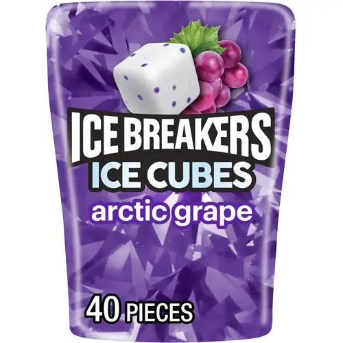 Ice Breakers Ice Cubes Arctic Grape Sugar Free Chewing Gum, Bottle 3.24 oz, 40 Pieces