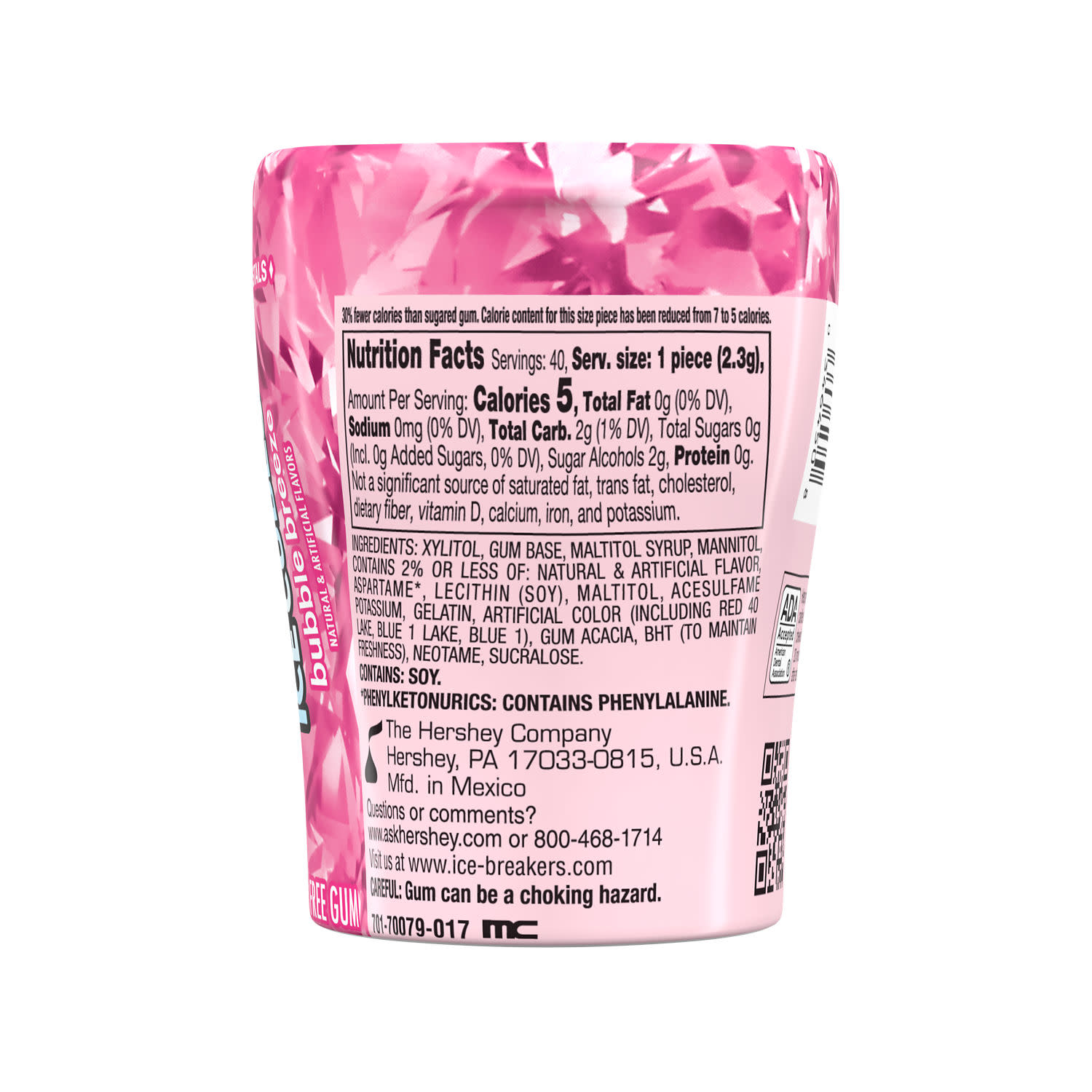 Ice Breakers Ice Cubes Bubble Breeze Sugar Free Chewing Gum, Bottle 3.24 oz, 40 Pieces thumbnail 3