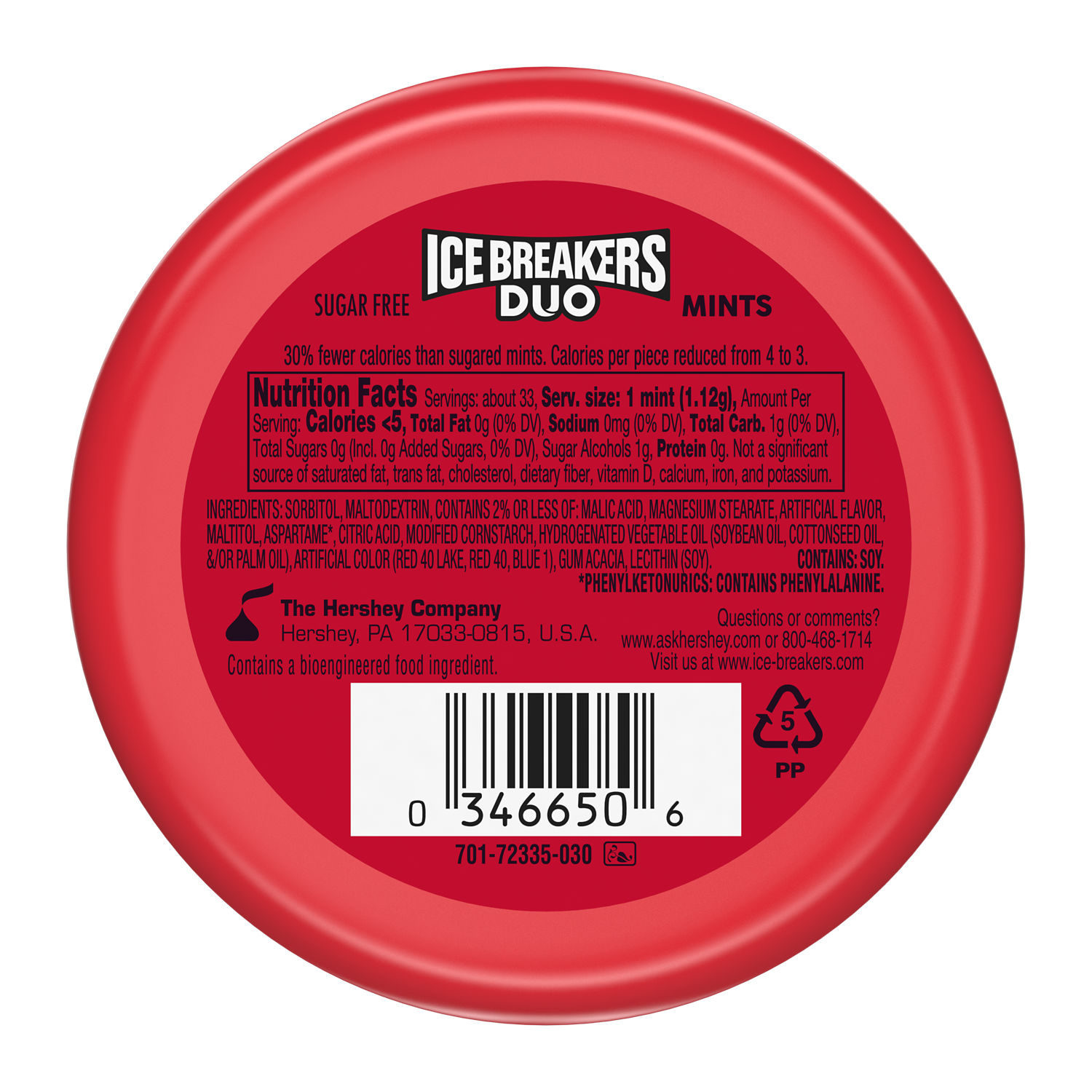 Ice Breakers Duo Fruit Plus Cool Strawberry Sugar Free Mints, Tin 1.3 oz thumbnail 3