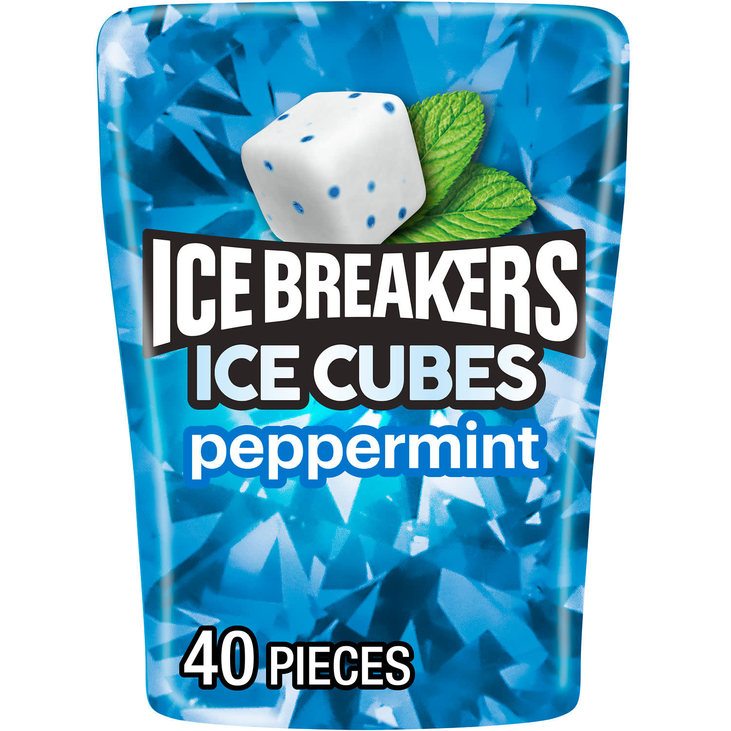 Ice Breakers Ice Cubes Peppermint Sugar Free Chewing Gum, Bottle 3.24 oz, 40 Pieces