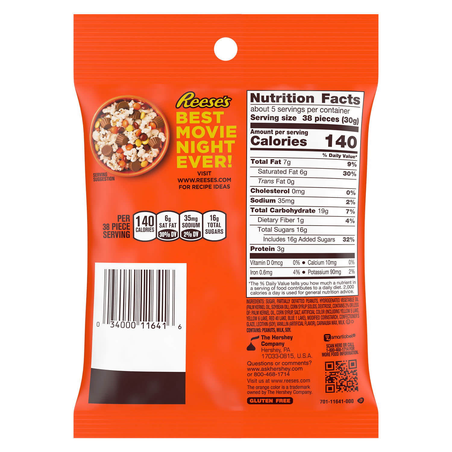 Reese's Pieces Peanut Butter In a Crunchy Shell Candy, Bag 5.3 oz thumbnail 3