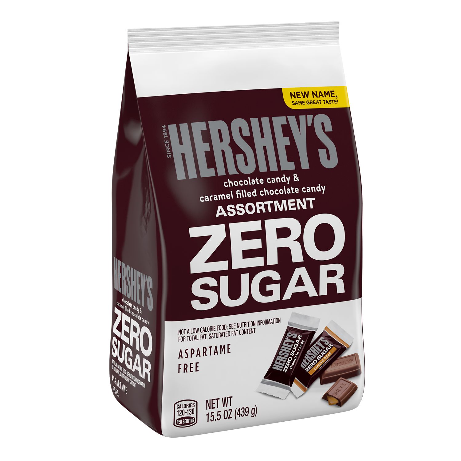 Hershey's, Zero Sugar Chocolate and Caramel Filled Chocolate Assortment Sugar Free Candy Bars, Individually Wrapped, 15.5 oz, Ba