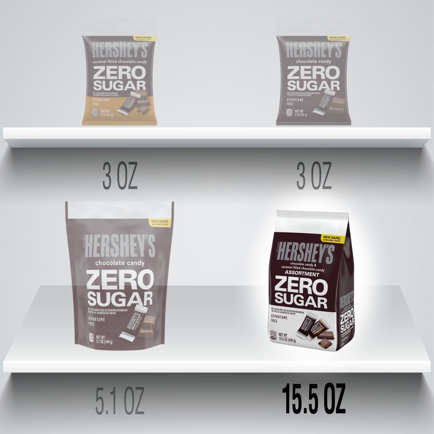 Hershey's, Zero Sugar Chocolate and Caramel Filled Chocolate Assortment Sugar Free Candy Bars, Individually Wrapped, 15.5 oz, Ba thumbnail 4
