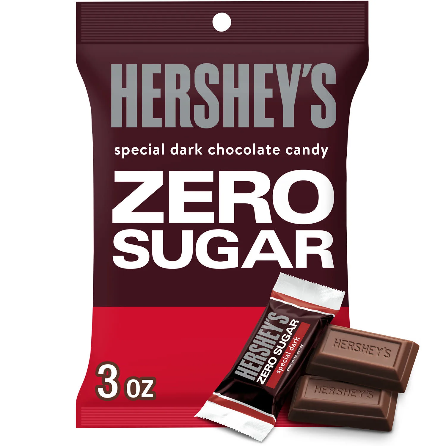 Hershey's Special Dark Zero Sugar Chocolate Candy, Bag 3 oz