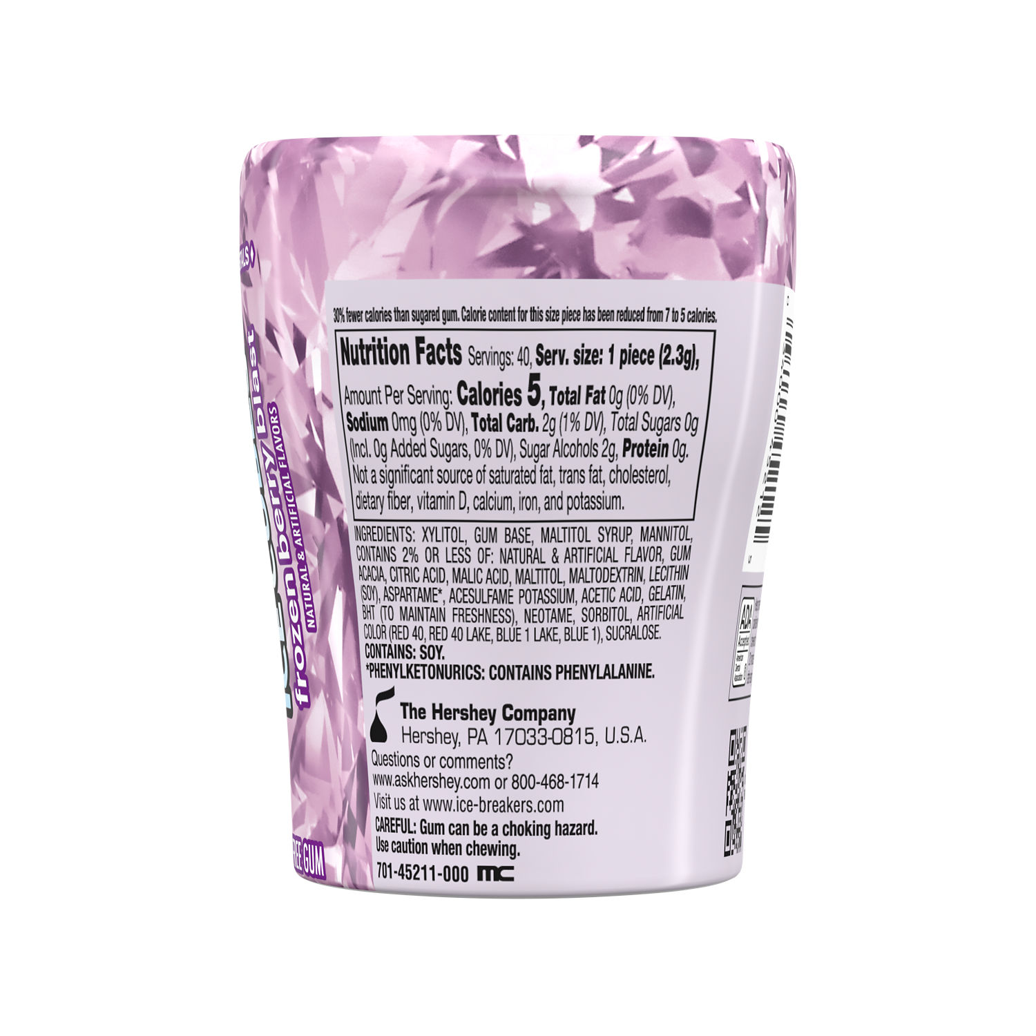 ICE BREAKERS Ice Cubes Frozen Berry Blast Sugar Free Chewing Gum Bottle, 3.24 oz (40 Pieces) thumbnail 2