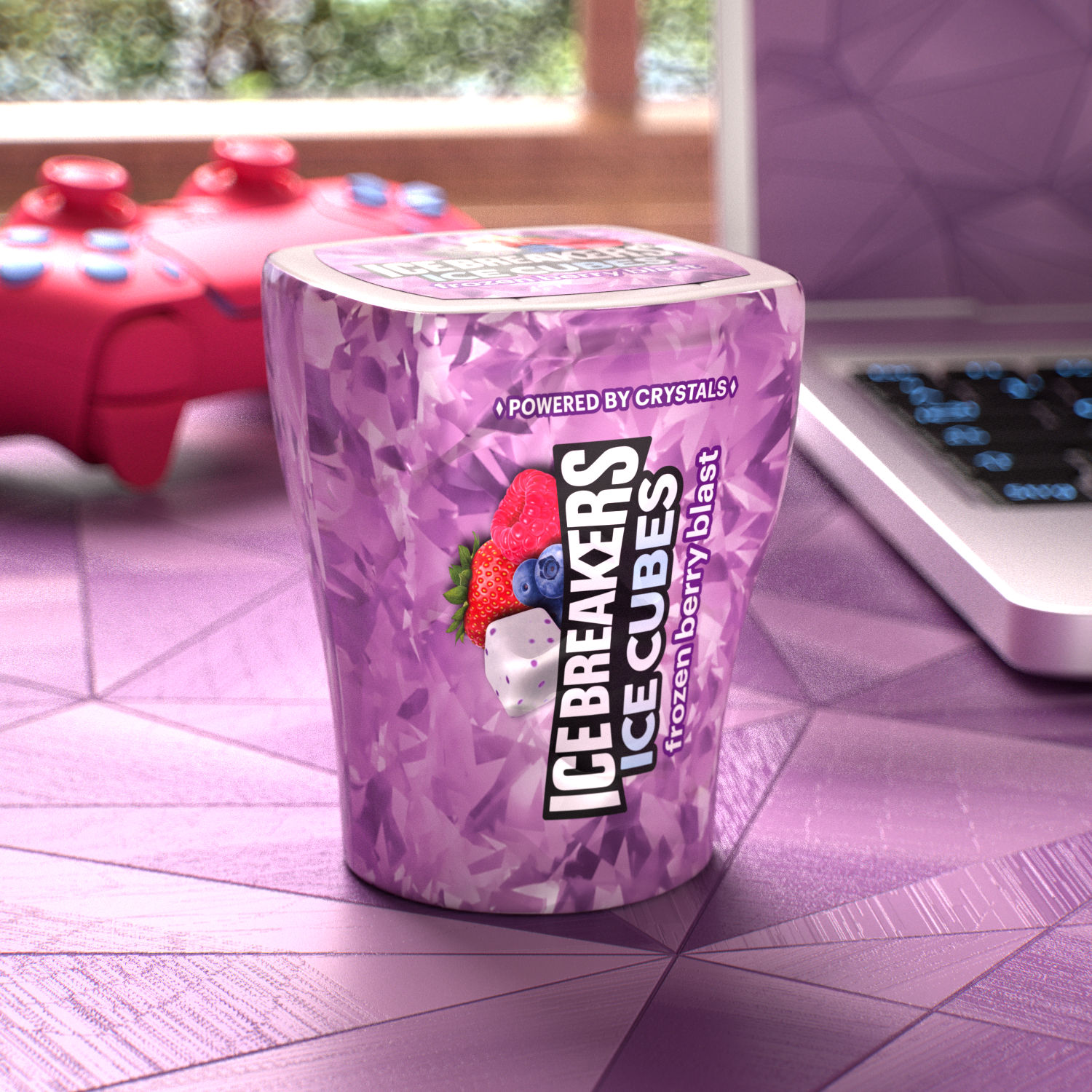 ICE BREAKERS Ice Cubes Frozen Berry Blast Sugar Free Chewing Gum Bottle, 3.24 oz (40 Pieces) thumbnail 4