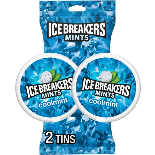 Ice Breakers Coolmint Sugar Free Mints, Tins 1.5 oz, 2 Count