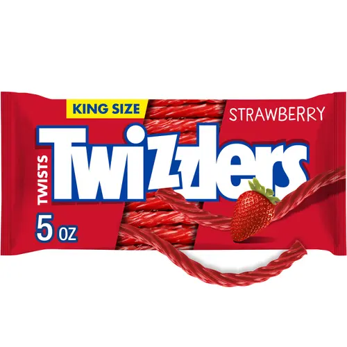 Twizzlers Twists Strawberry Flavored King Size Licorice Style Candy, Bag 5 oz