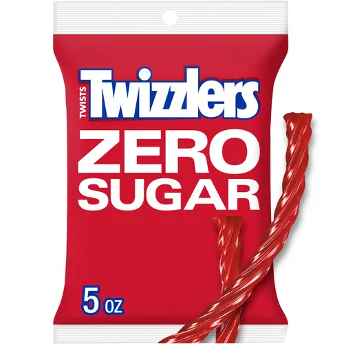 Twizzlers Zero Sugar Twists Strawberry Flavored Licorice Style Candy, Bag 5 oz