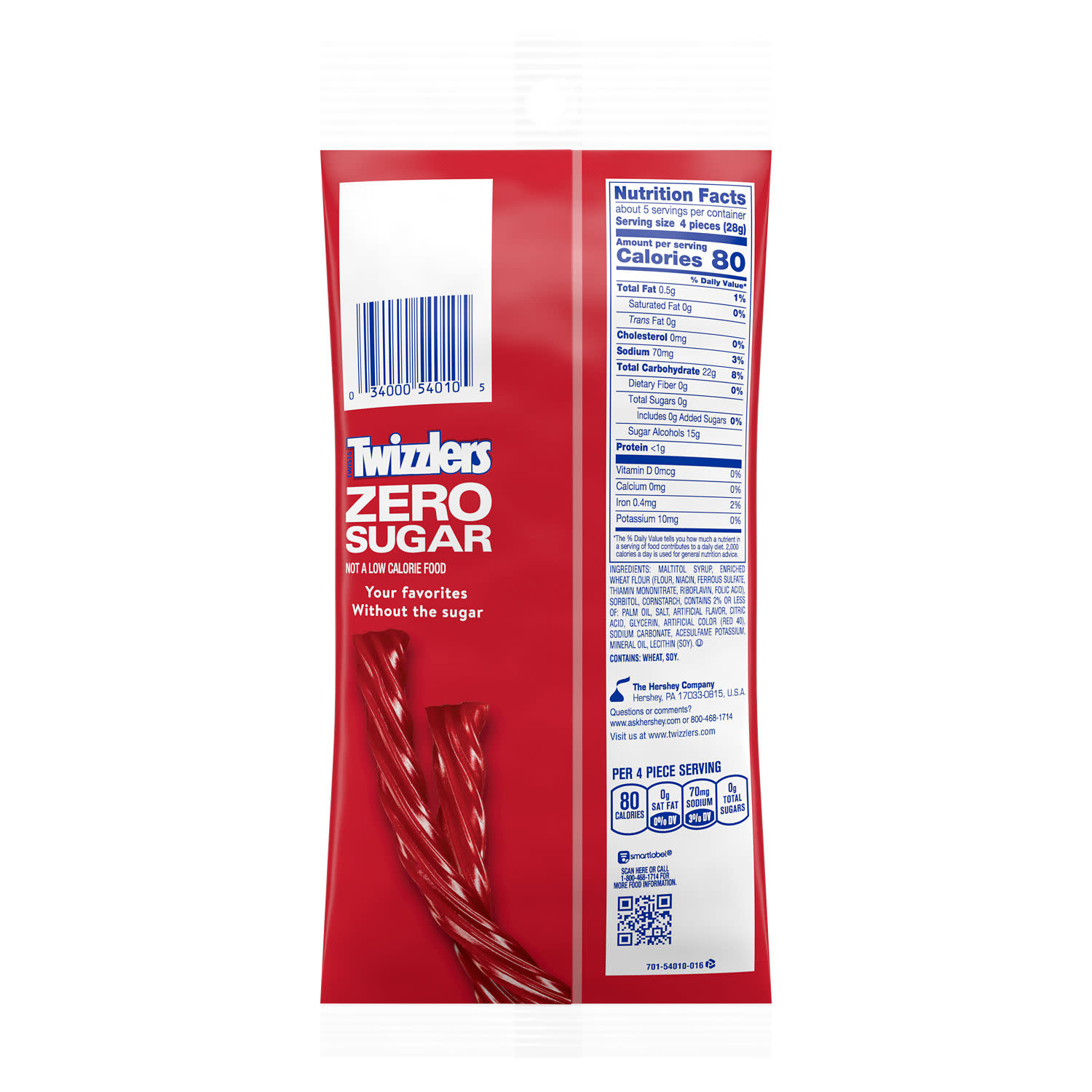 Twizzlers Zero Sugar Twists Strawberry Flavored Licorice Style Candy, Bag 5 oz thumbnail 3