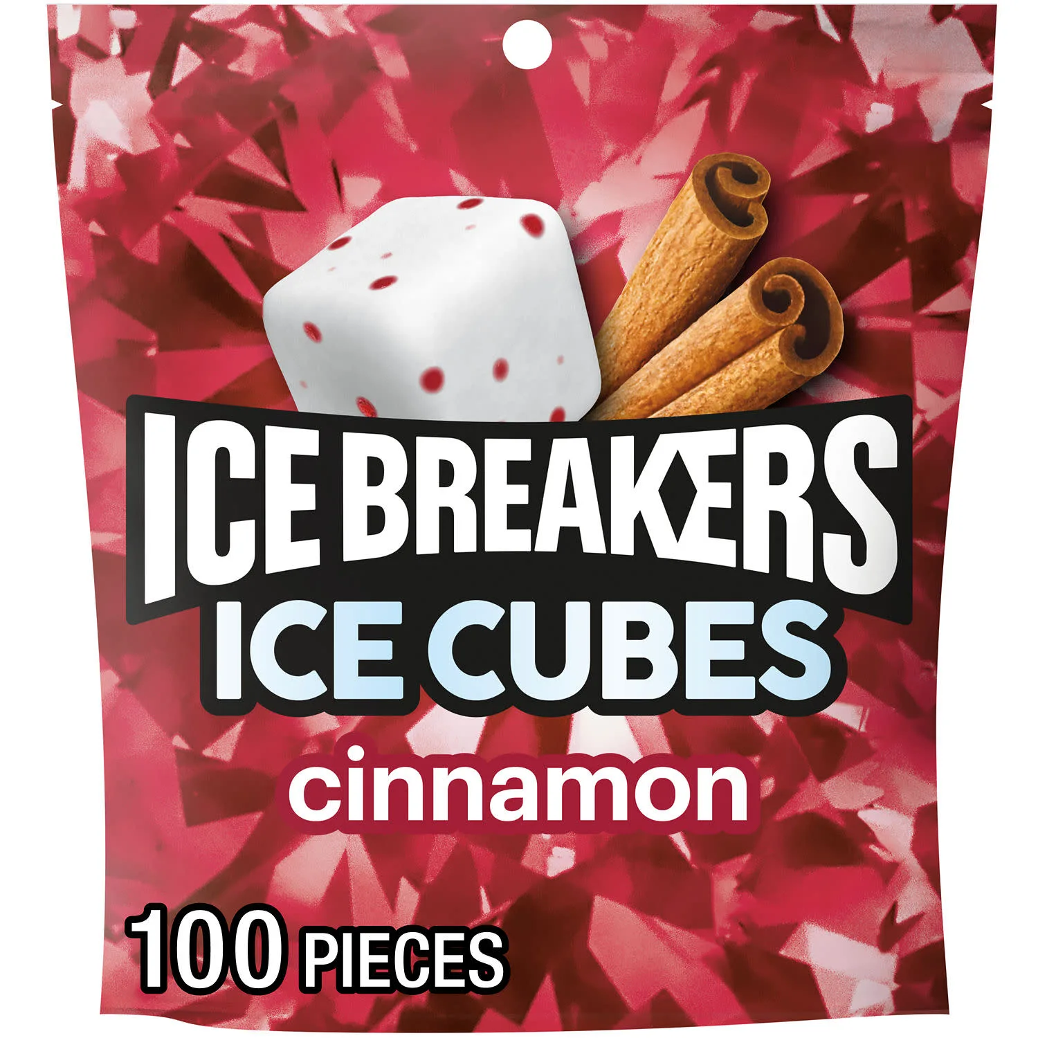 Ice Breakers Ice Cubes Cinnamon Sugar Free Chewing Gum, Pouch 8.11 oz, 100 Pieces