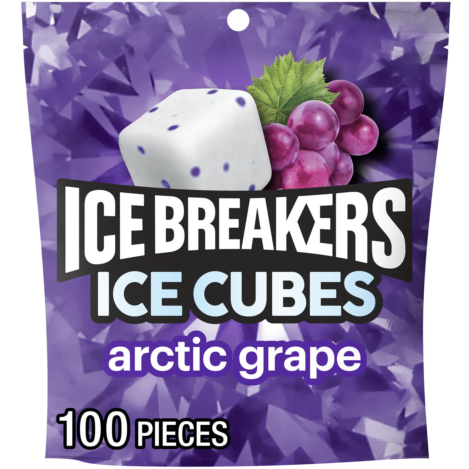 Ice Breakers Ice Cubes Arctic Grape Sugar Free Chewing Gum, Pouch 8.11 oz, 100 Pieces