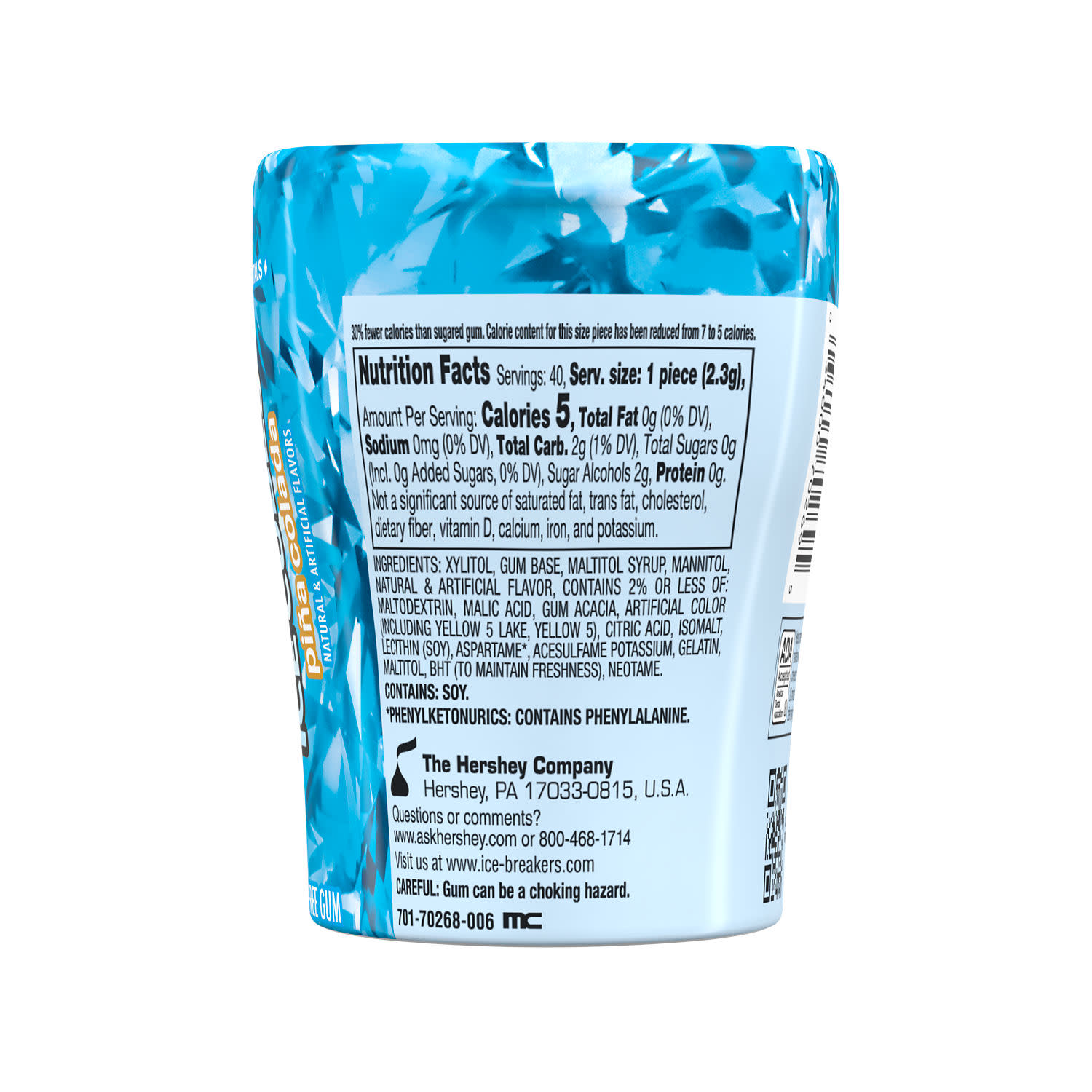 Ice Breakers Ice Cubes Pina Colada Sugar Free Chewing Gum, Bottle 3.24 oz, 40 Pieces thumbnail 3