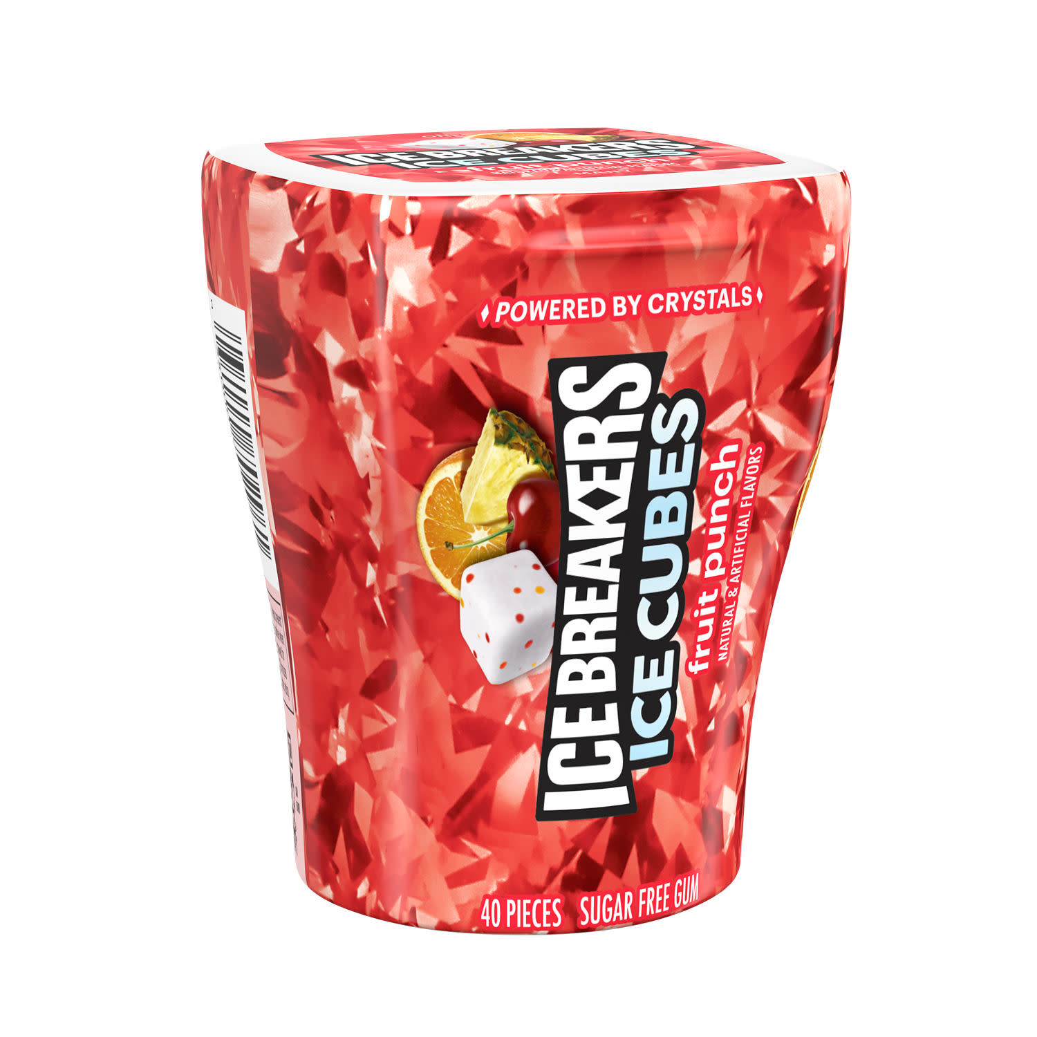 Ice Breakers Ice Cubes Fruit Punch Sugar Free Chewing Gum, Bottle 3.24 oz, 40 Pieces thumbnail 2