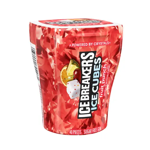 Ice Breakers Ice Cubes Fruit Punch Sugar Free Chewing Gum, Bottle 3.24 oz, 40 Pieces thumbnail 2