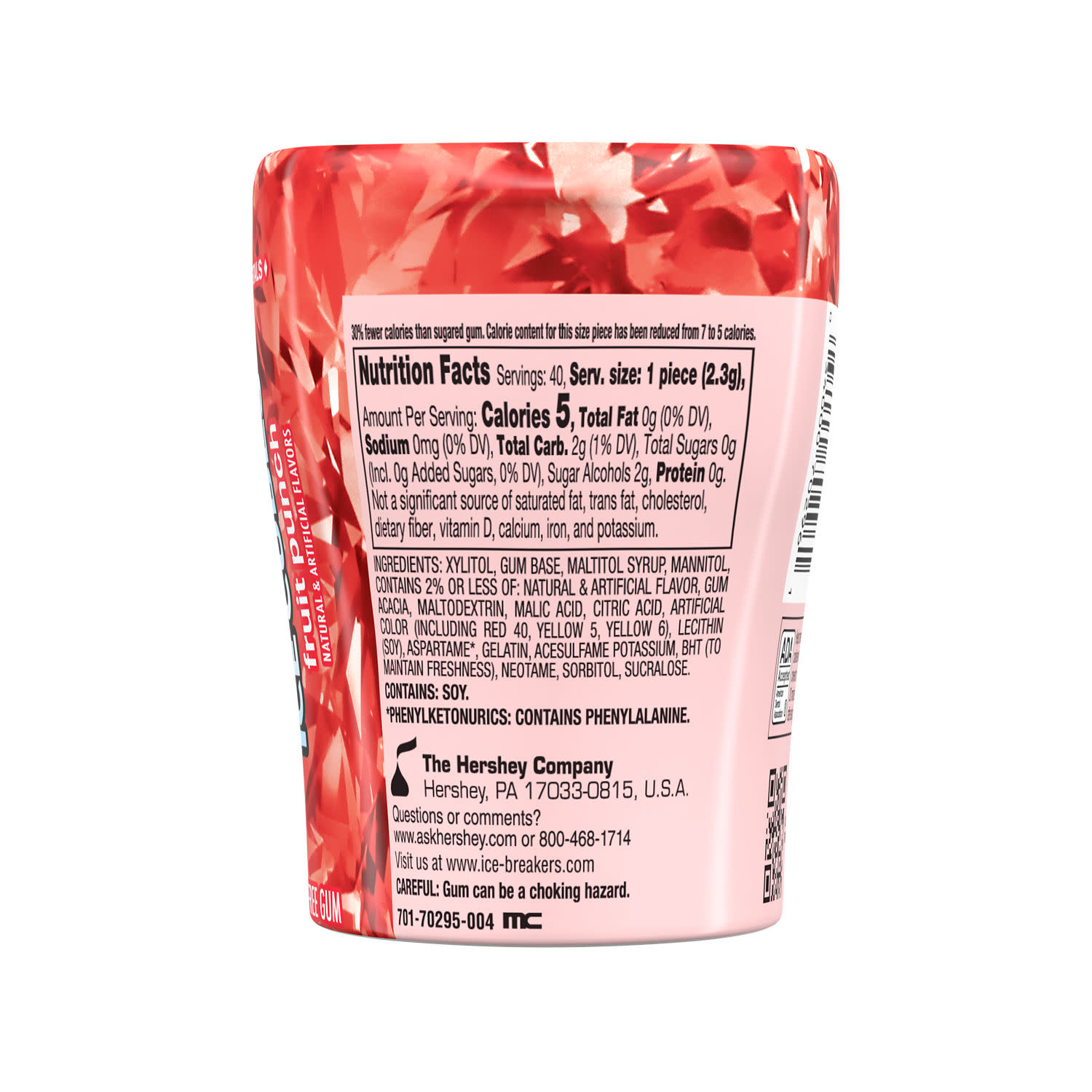 Ice Breakers Ice Cubes Fruit Punch Sugar Free Chewing Gum, Bottle 3.24 oz, 40 Pieces thumbnail 3